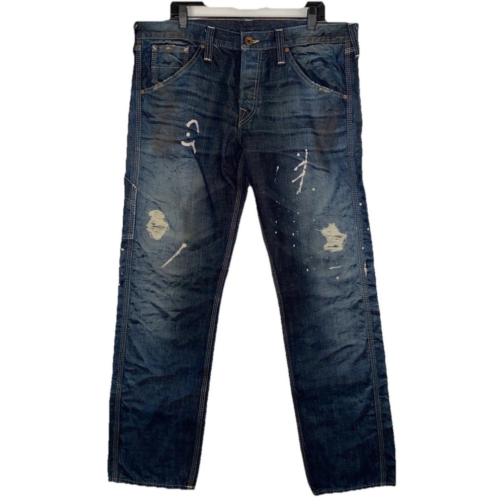 True Religion‎ 38x33 Mens Jeans Blue  Distressed Made in USA Denim